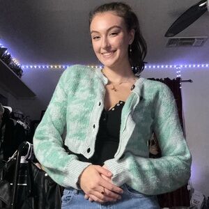 Green fluffy jacket